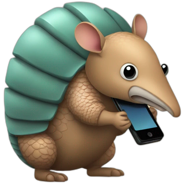armadillo using phone emoji