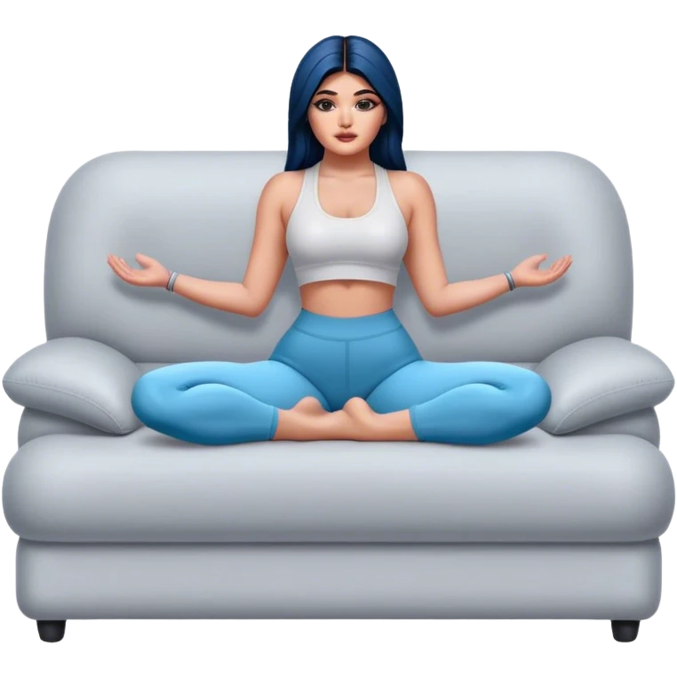 hyper-realistic kylie jenner in yoga pants on couch emoji