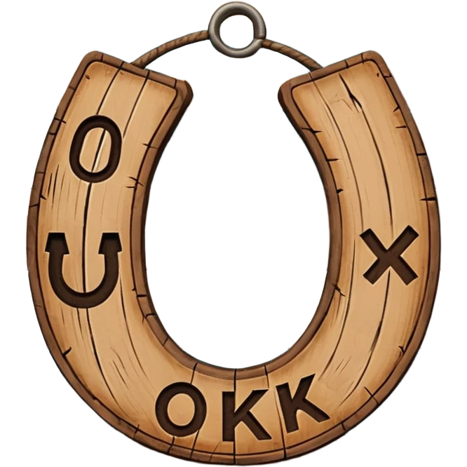 Emoji wooden sign with horseshoe with the inscription OK emoji