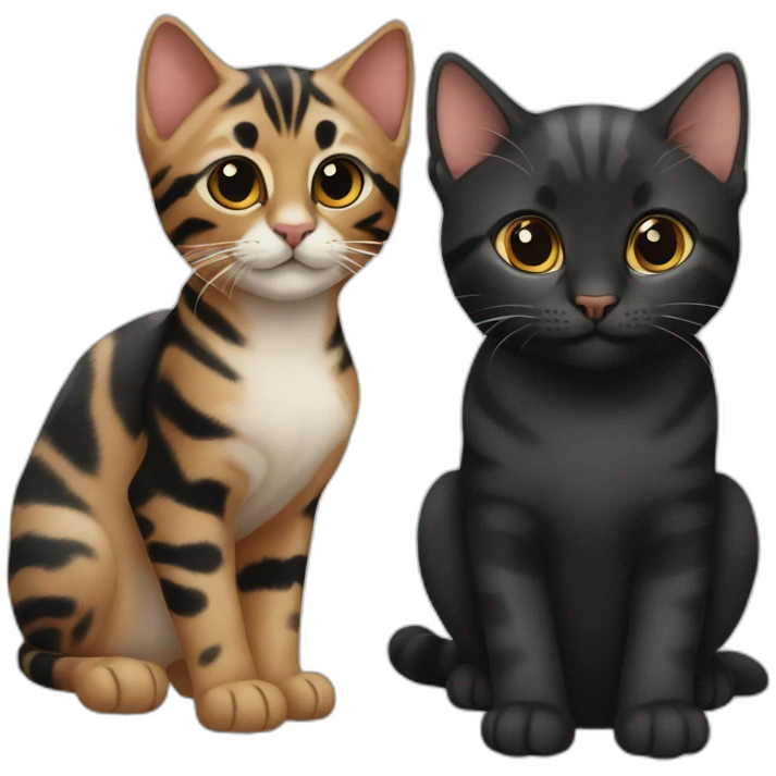 two-cats-bengal-and-cat-black-kitten-together emoji
