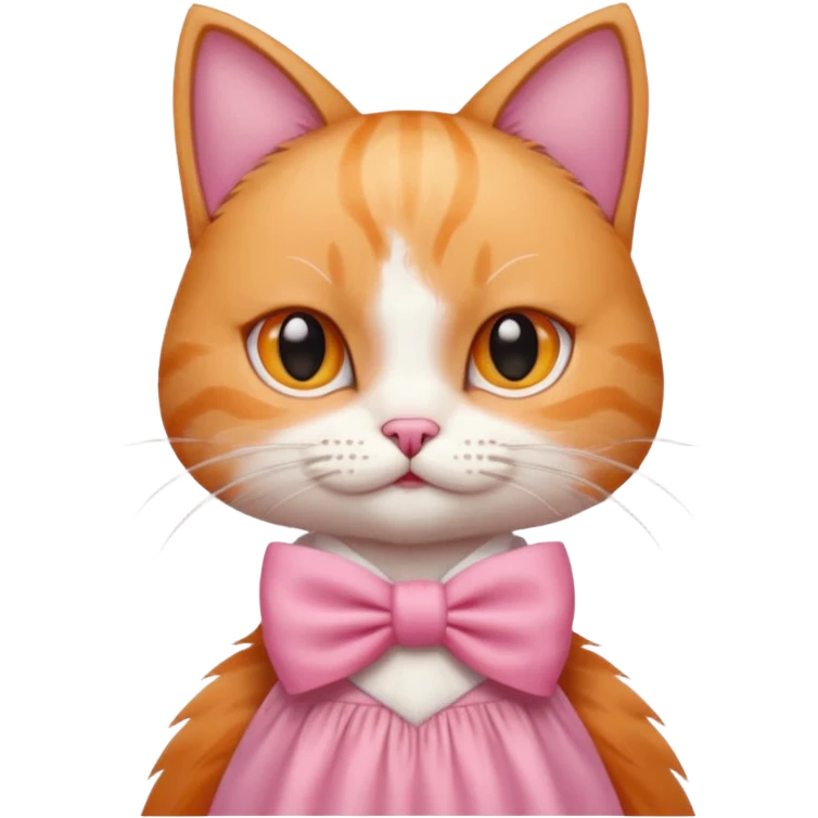 ی کاغذ دست گربه ای که پاپیون صورتی رو سرشه و لباس صورتی تنشه و گربه نارنجی سفید باشه emoji