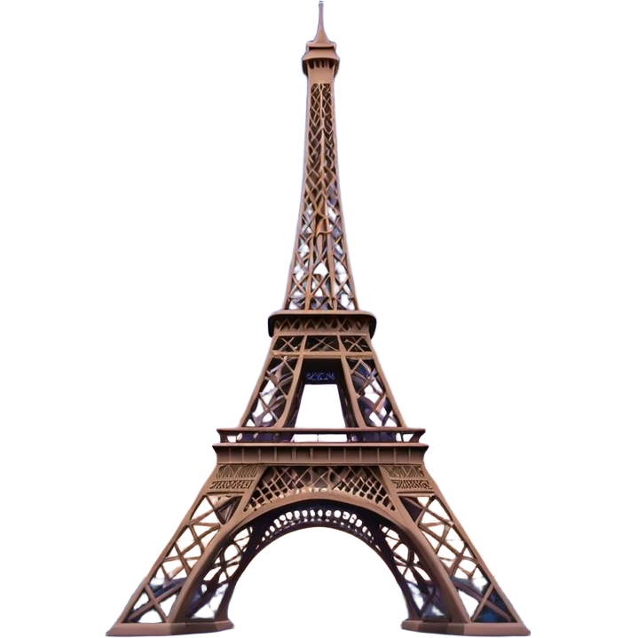 Cinematic Realistic Eiffel Tower Landmark Emoji, featuring the iron lattice structure illuminated against a twilight Parisian sky emoji