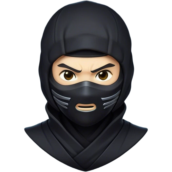 Clash of Clans aesthetic friendly Ninja Portrait Emoji, With a sleek, agile build clad in dark, stealthy attire and a determined gaze beneath a subtle mask, his face rendered in a natural skin tone (not yellow), Simplified yet sharply defined features, highly detailed, glowing with a cool, shadowy radiance, high shine, intelligent and stealthy, stylized with an air of ancient martial prowess, focused and alert, soft glowing outline, capturing the essence of a confident ninja ready to vanish into the shadows with effortless grace! emoji
