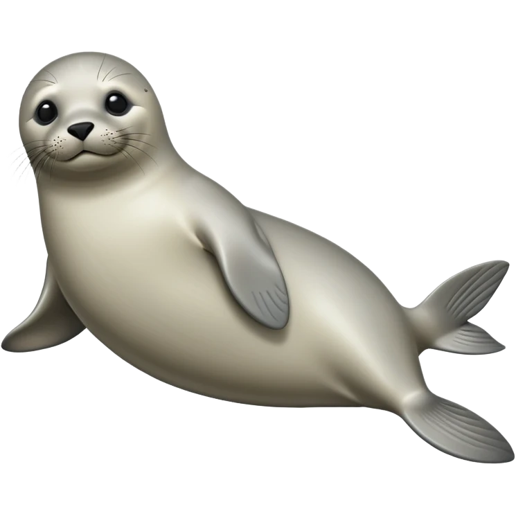 cinematic-seal-realistic-full-body-lounging-emoji,-sleek-body-stretched,-short-smooth-fur-glinting-in-the-sea-breeze,-flippers-tucked-comfortably-beneath-its-body,-large-dark-eyes-filled-with-playful-curiosity emoji