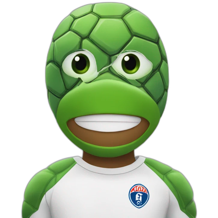 Mbappé avec un masque de tortue emoji