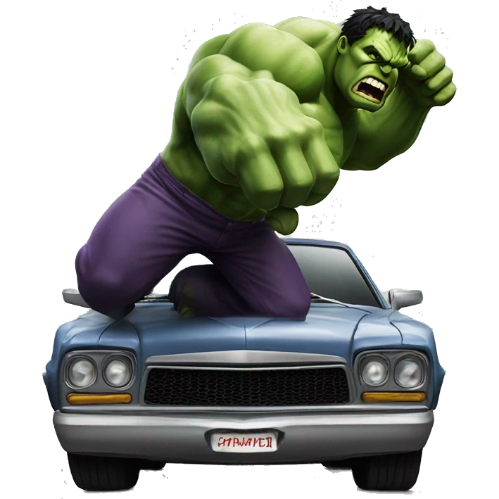Vengeful hulk smashing a car  emoji