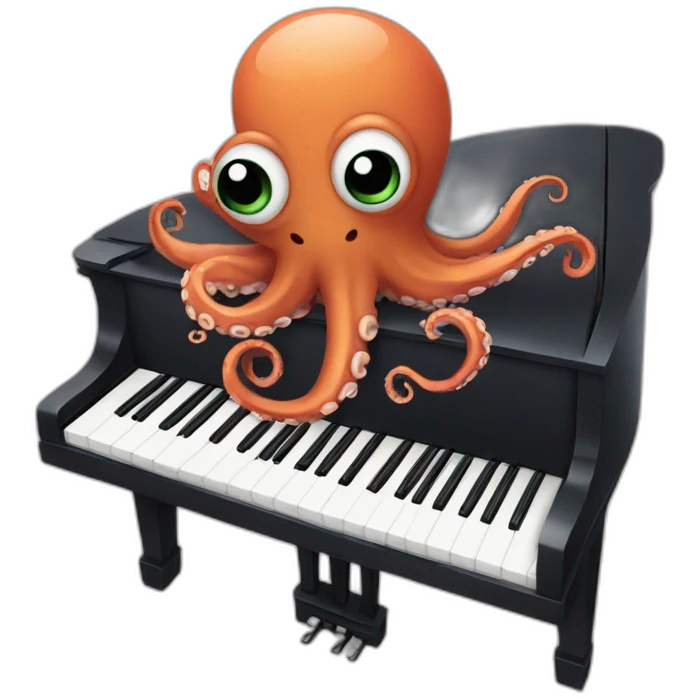an octopus playing piano emoji