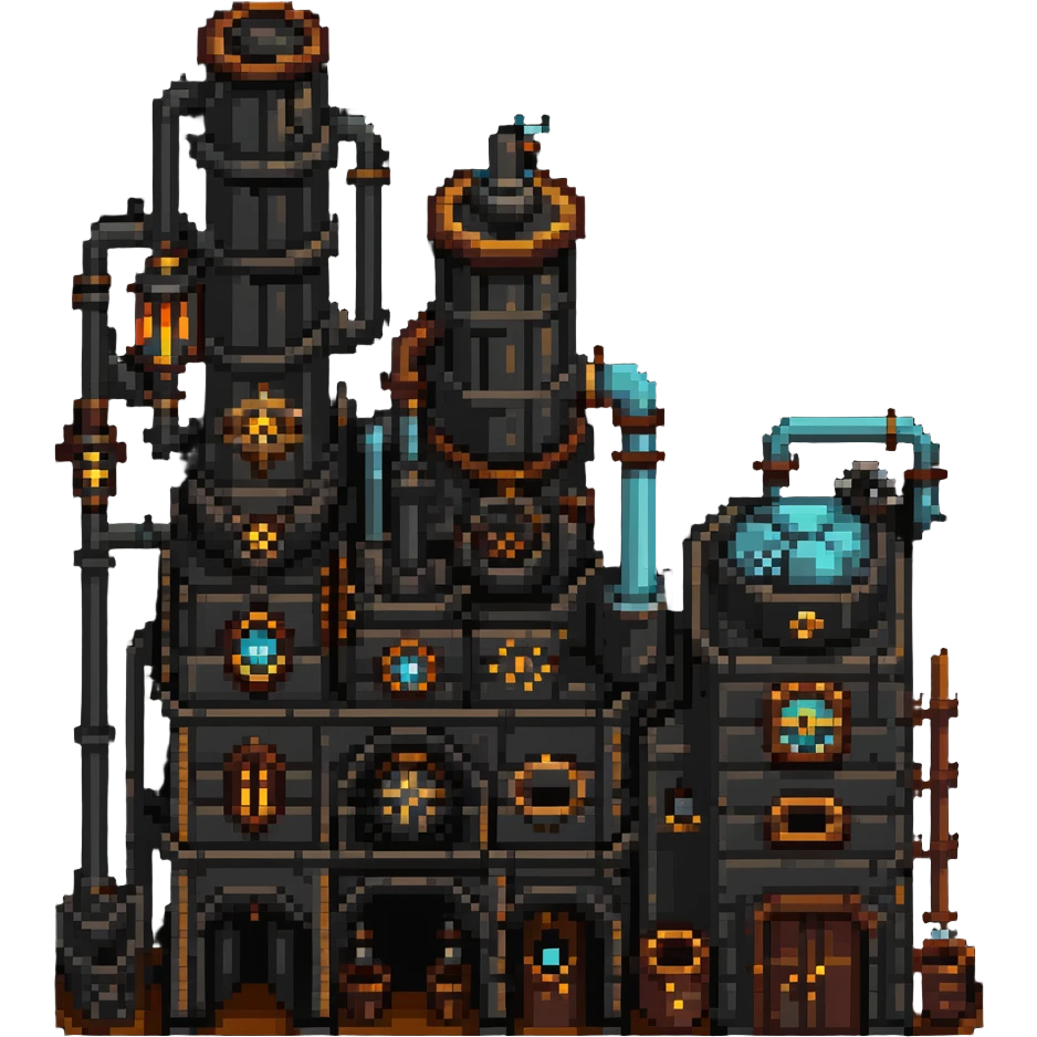 World of Warcraft steampunk factory with fantasy creatures emoji