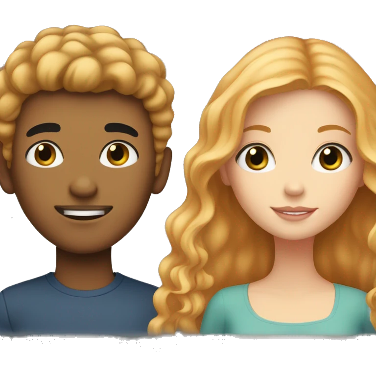 Strawberry blonde girl with a black haired boy emoji