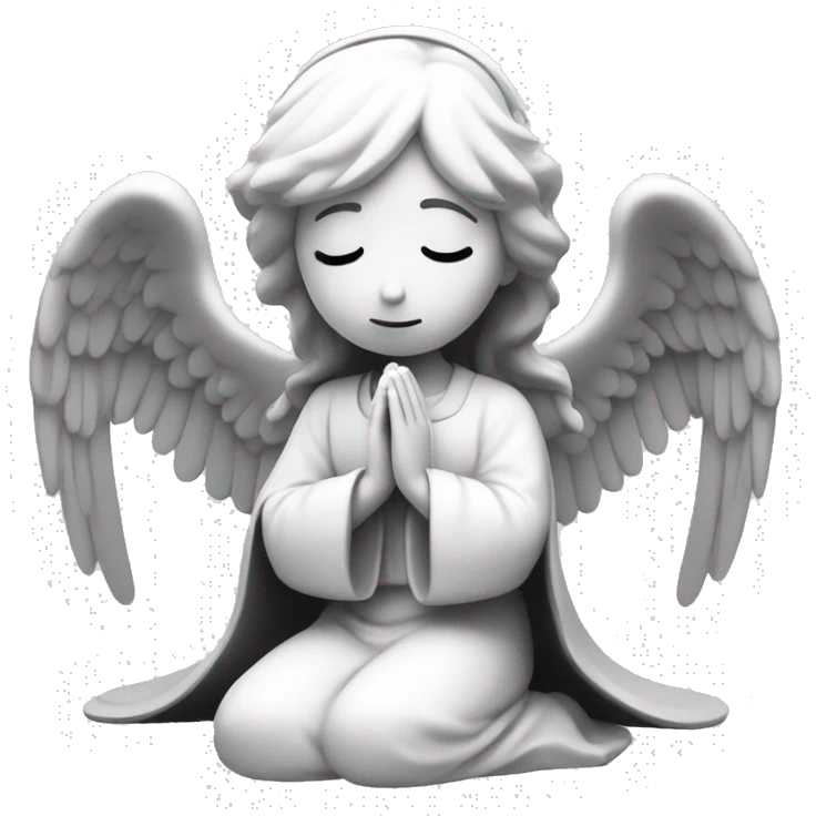 classic monochrome angel praying with closed eyes emoji