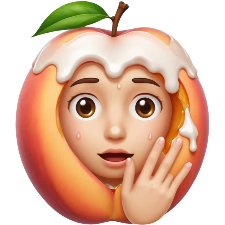 Fingers inside of peach with hole and icing dripping out  emoji