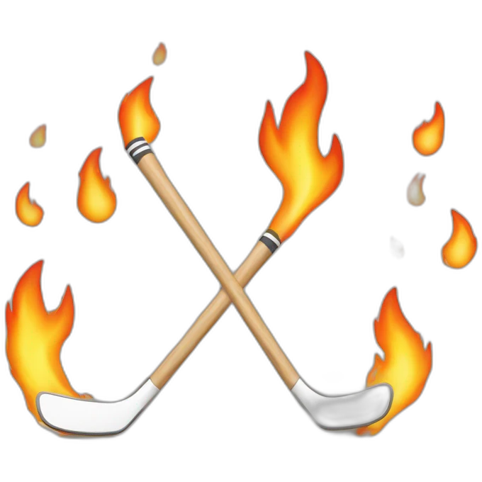 hockey stick with fire around emoji