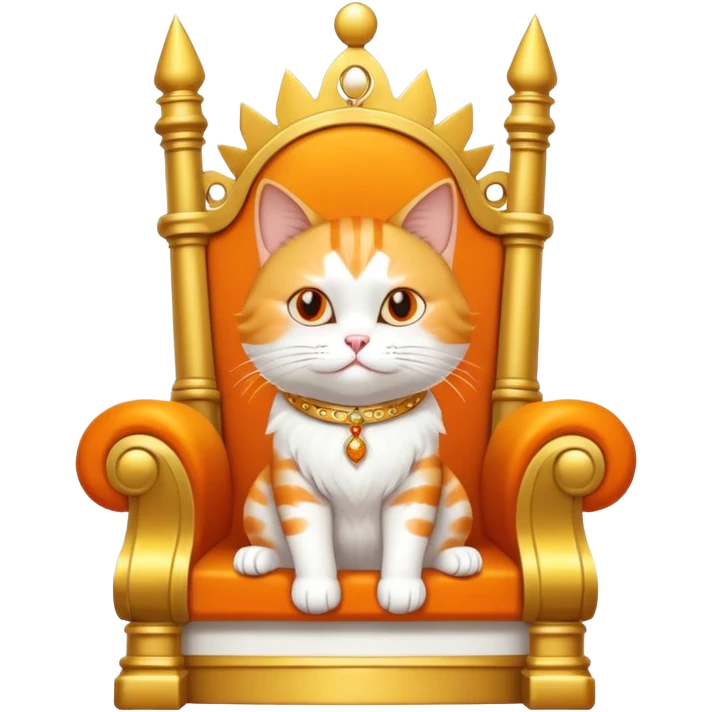 smug-looking cat sitting on a throne, looking like the boss of the house emoji