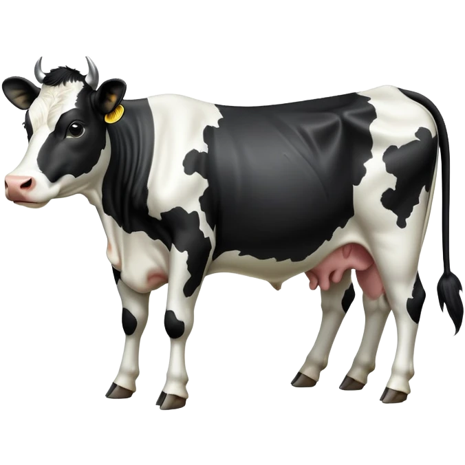 cinematic-[black and white cow]-realistic-full-body-standing-emoji,-tail-flicking-lazily,-head-tilted-dramatically,-sleek-[black and white]-coat,-simplified-yet-realistic-focused-features,-highly-detailed,-glowing-with-an-almost-sarcastic-glow emoji
