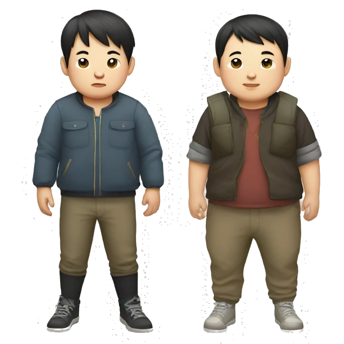a chubby chinese boy and a skinny chinese boy emoji