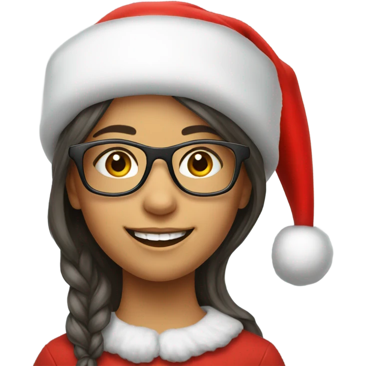 smiling  girl with glasses and Santa hatportrait emoji