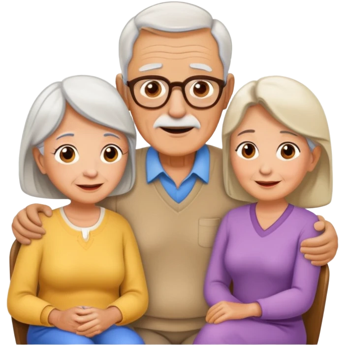 an elderly watching his wife hangout with her friend emoji