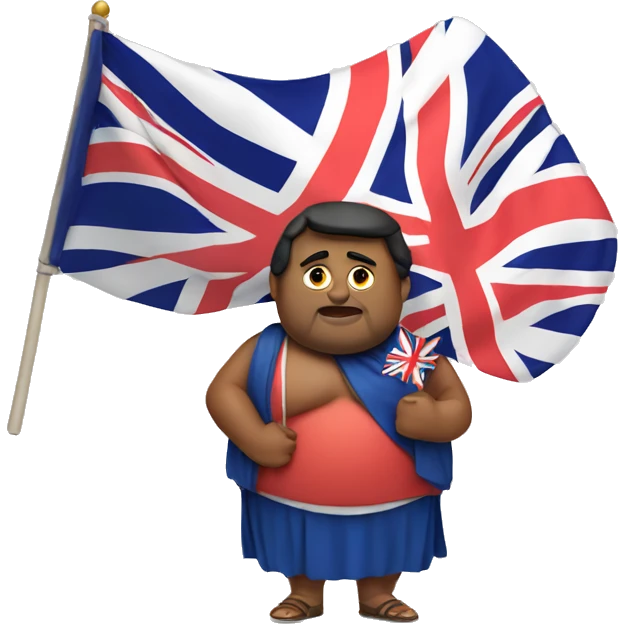 fat indian man holding big british flag  emoji