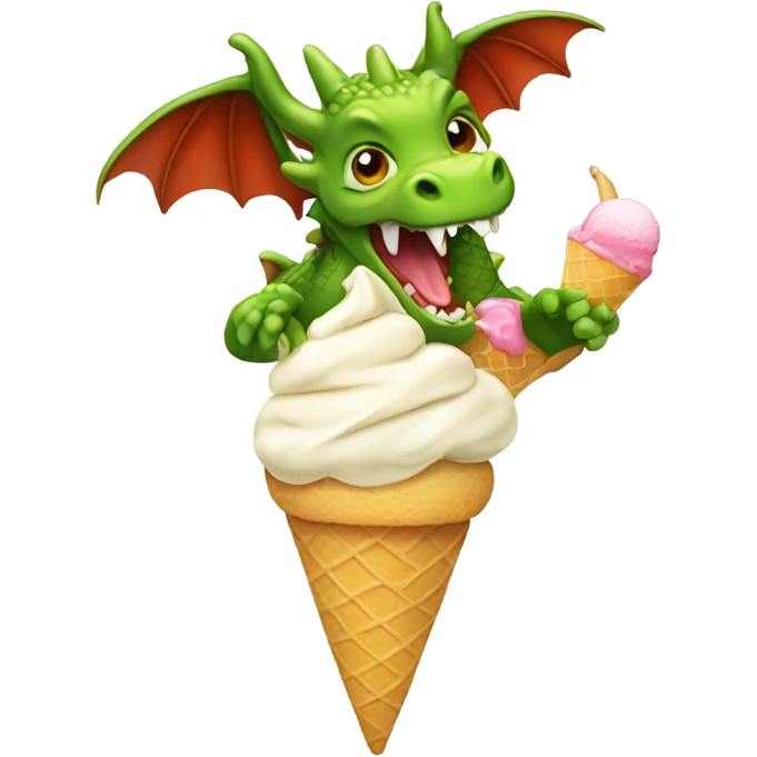 Dragon eating ice cream emoji