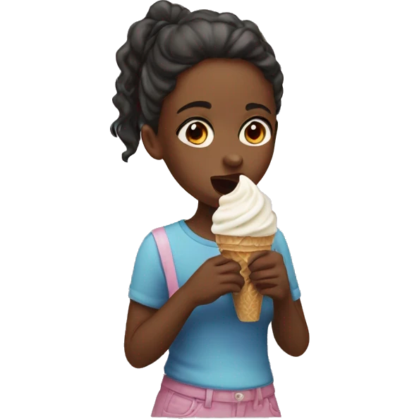 A girl eating ice cream emoji