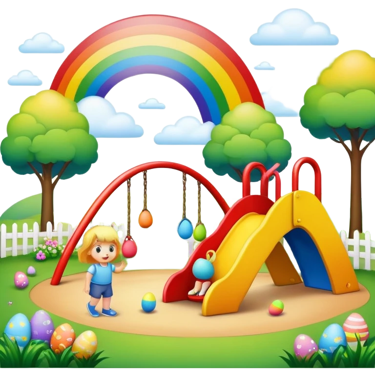an easter rainbow toddler play park landscape  emoji