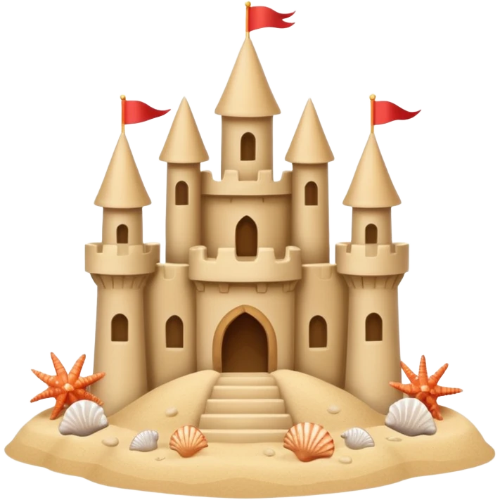 Decorated sand castle – seashells  emoji