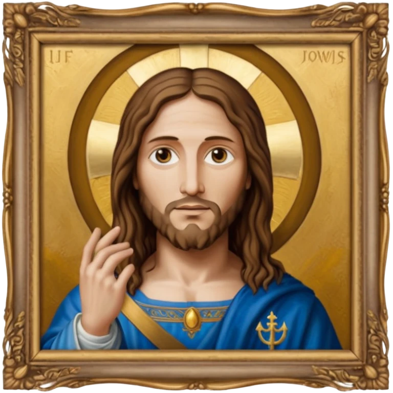 Salvator Mundi painting in a frame emoji