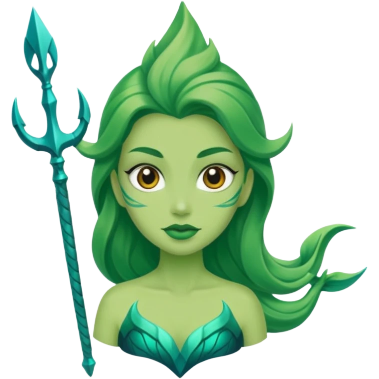 green aqua coloured siren trident emoji