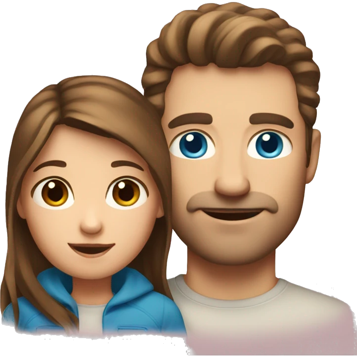 white dad and daughter with brown hair and blue eyes  emoji