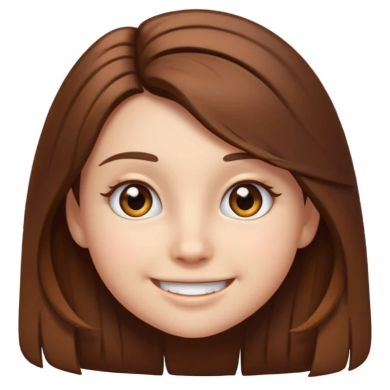 teen emoji girl with long brown hair, brown eyes, lashes, white background emoji