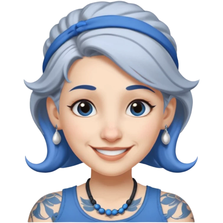 white-gray haired heavy blue tattooed head accessory big nose young girl emoji