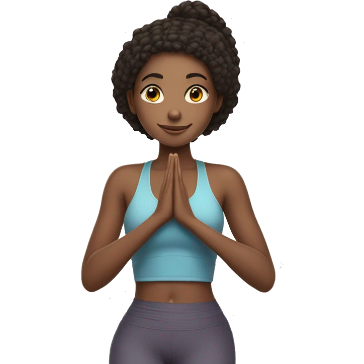 gen z/millennial girl, wearing a yoga outfit + holding a yoga matt emoji