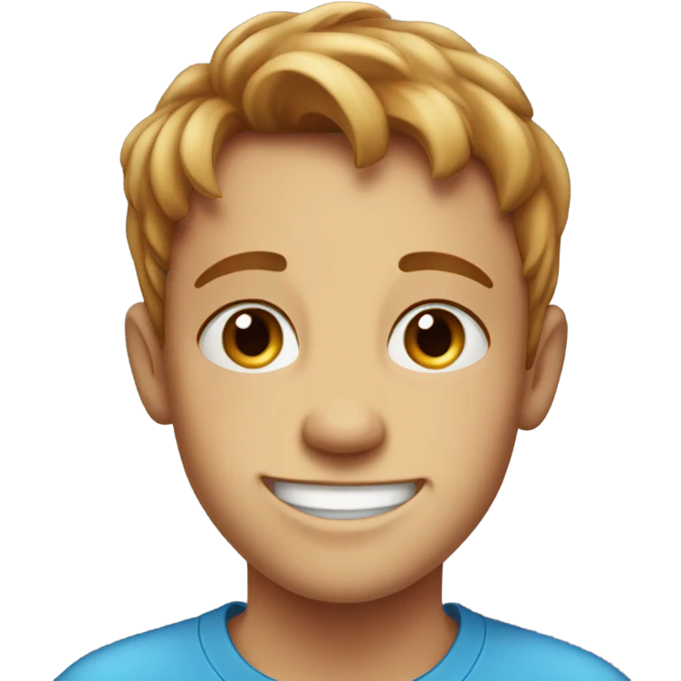 smiling boy with lots of freckles in blue shirt emoji