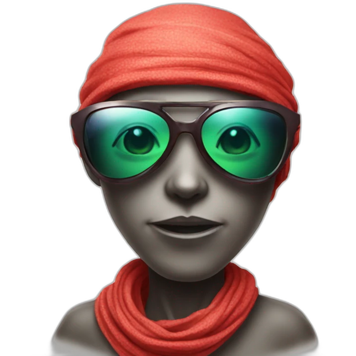 Cool Alien with bandana,scarf and red shiny glasses glasses emoji