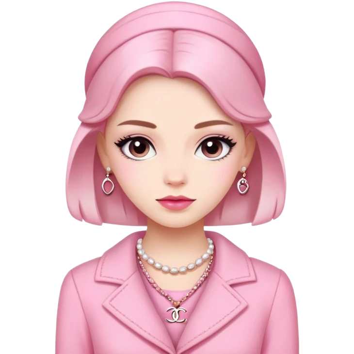 girl wearing pink Chanel-style outfit emoji