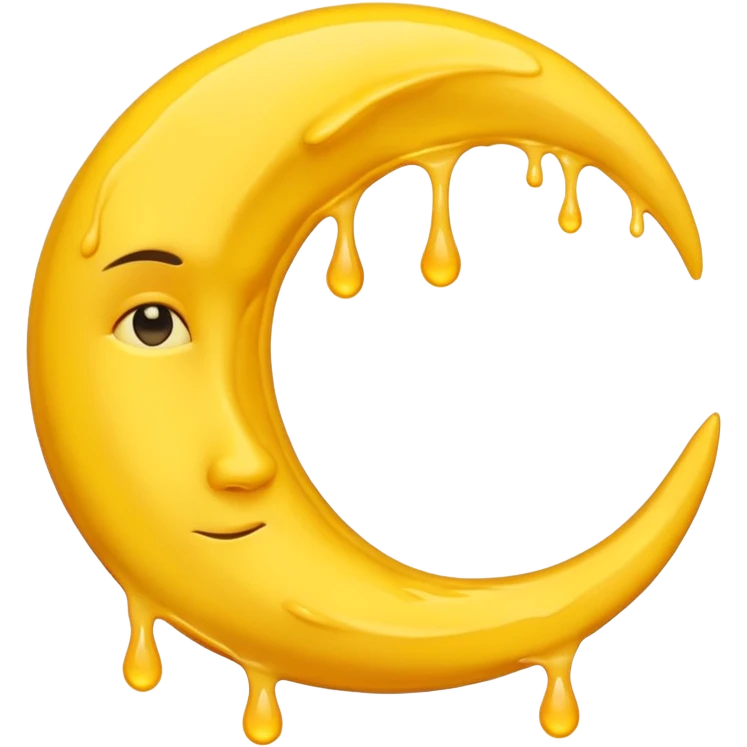 Melting waning crescent in yellow colour emoji