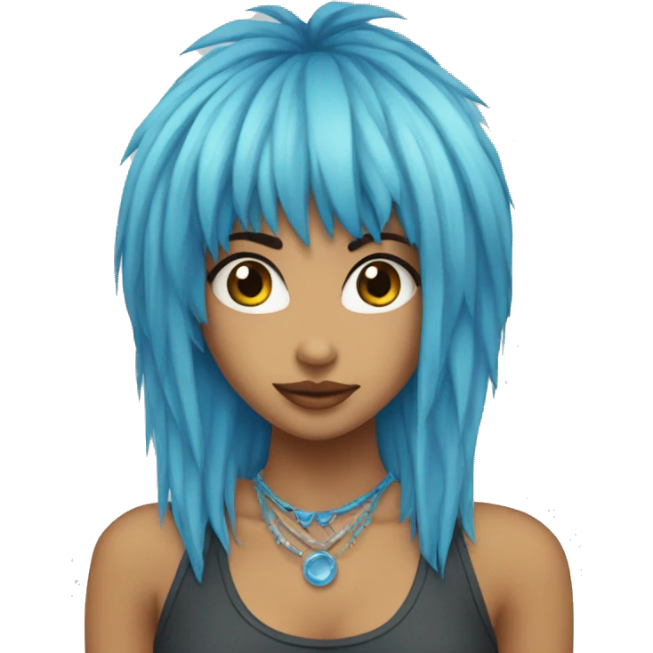 Chica con pelo azul y piercings emoji