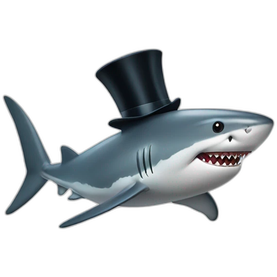 Shark with a top hat emoji