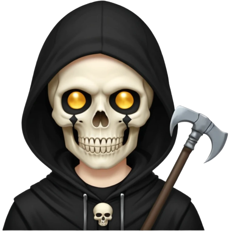 zoomed black hood skull scythe emoji
