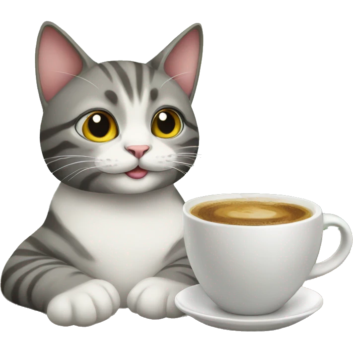 Cat with coffe emoji