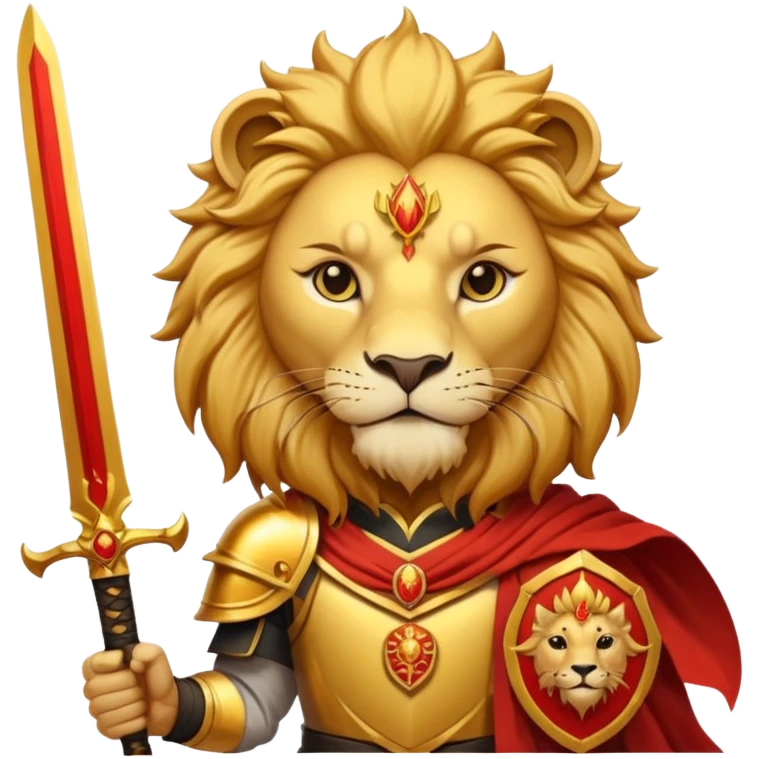 Emoji style pre 1979 Iran Sun and Lion, golden lion with sword, rising sun, flat bold colors emoji