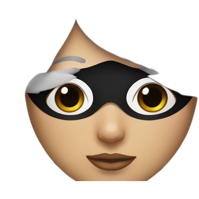A woman with white hair and cat ears and a black mask around her eyes has white skin emoji