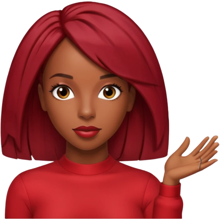 Kelly Rowland from Destiny's Child with dark red hair, red outfit emoji