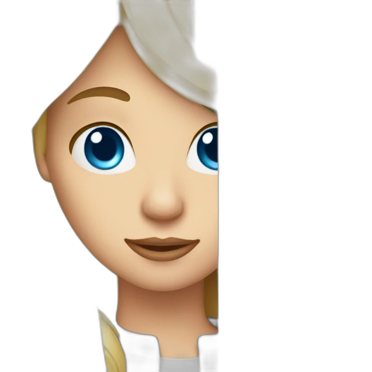 blond woman blue eyes behind computer emoji