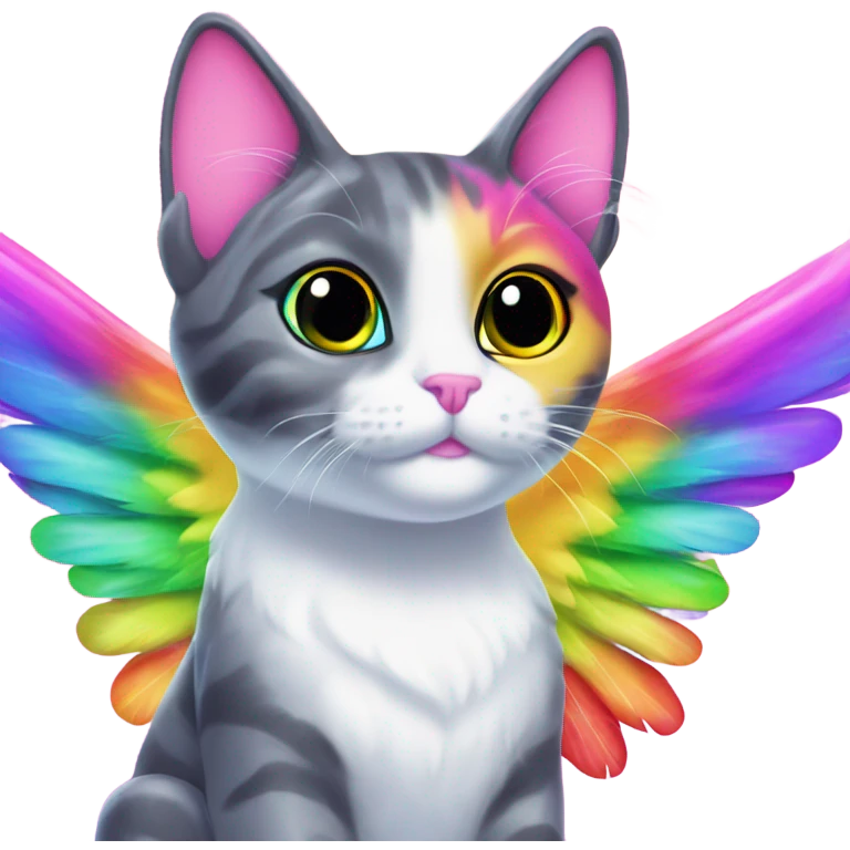 Lisa frank rainbow cat with angel wings emoji