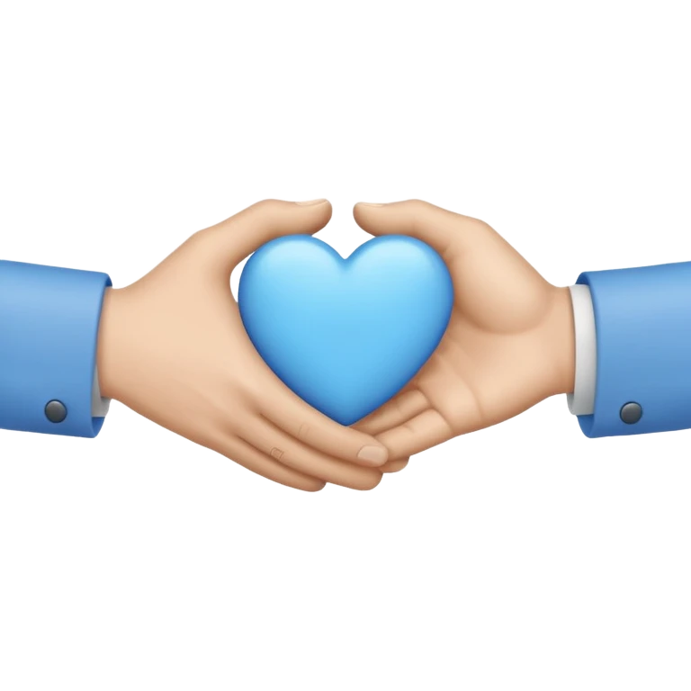 hand shake + blue small Heart emoji