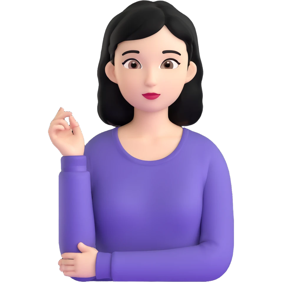 young woman with black hair, 25 years old emoji
