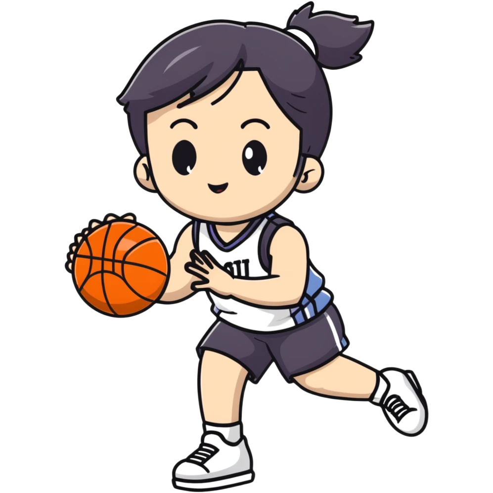 Cute Japanese high school girl playing basketball in gym clothes emoji