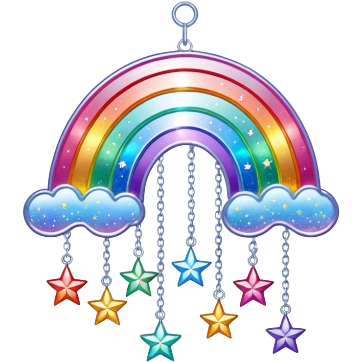 Sparkly glittery aesthetic Iridescent rainbow suncatcher hanging crystals and tiny stars emoji
