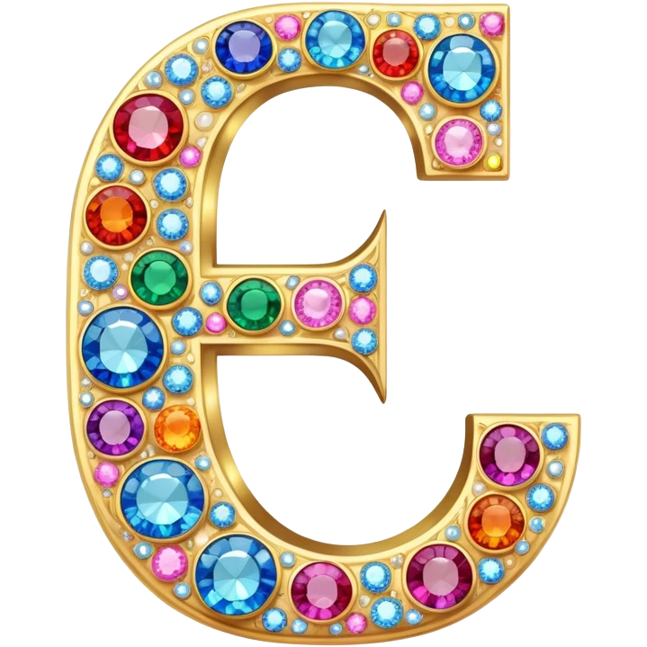 letter J decorated with colorful jewels and gems emoji